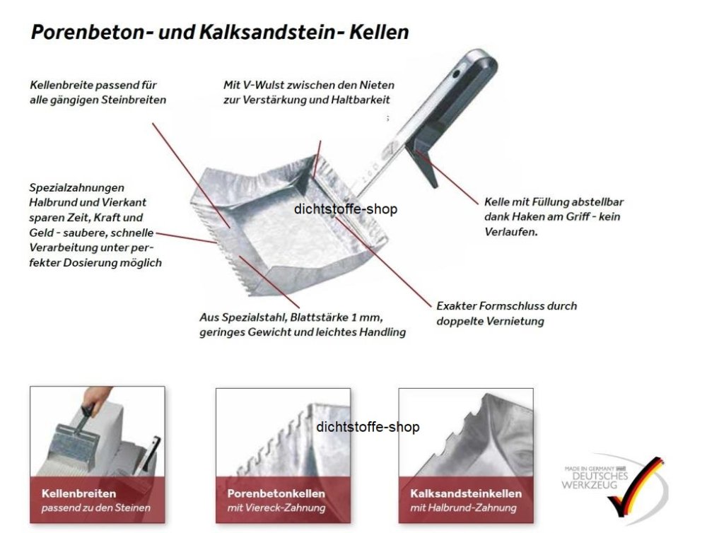 Porenbeton Gasbeton  Klebekelle 300mm Viereckzahnung 5x5mm