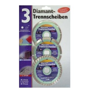 Winkelschleifer Diamant Trennscheibe  3er Set Ø 110mm/22.2 mm