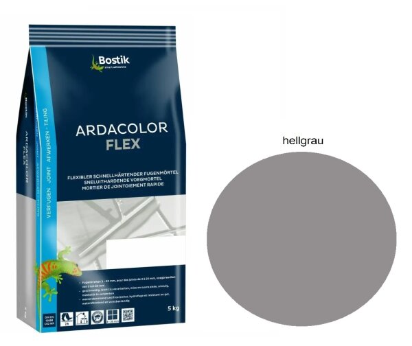 Bostik Ardacolor Flex Fuge Fliesen Fugenmörtel 5Kg hellgrau
