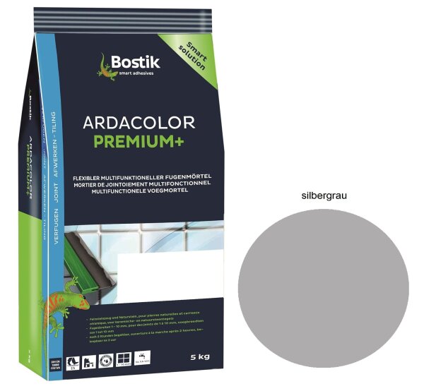 Bostik Ardacolor Premium Fuge plus Fliesen Naturstein Fugenmörtel 5Kg silbergrau