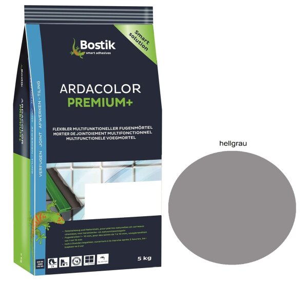 Bostik Ardacolor Premium Fuge plus Fliesen Naturstein Fugenmörtel 5Kg hellgrau