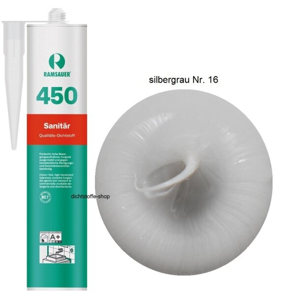 Ramsauer 450 Sanitär silbergrau Nr. 16 1K Silikon Dichtstoff 310ml Kartusche