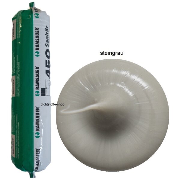 Ramsauer 450 Sanitär steingrau 1K Silikon Dichtstoff 400ml Folienbeutel