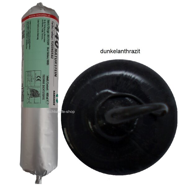 Ramsauer 440 Naturstein dunkelanthrazit 1K Silikon Dichtstoff 400ml Folienbeutel