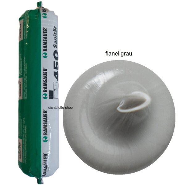Ramsauer 450 Sanitär flanellgrau 1K Silikon Dichtstoff 400ml Folienbeutel