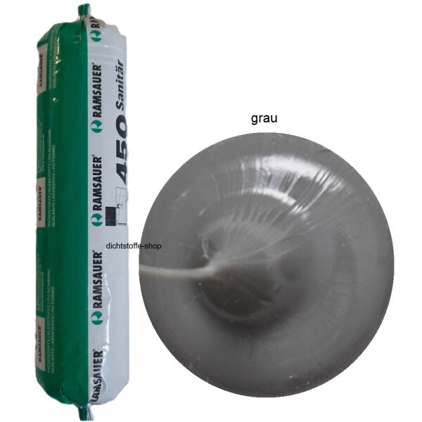 Ramsauer 450 Sanitär grau 1K Silikon Dichtstoff 400ml Folienbeutel