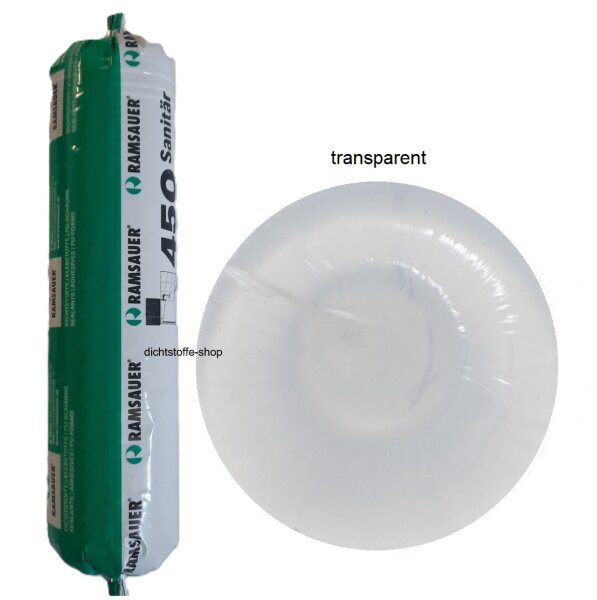 Ramsauer 450 Sanitär transparent 1K Silikon Dichtstoff 400ml Folienbeutel