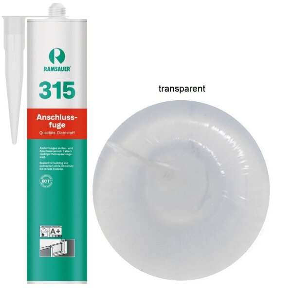 Ramsauer 315 Anschlussfuge transparent 1K Silikon Dichtstoff 310ml Kartusche