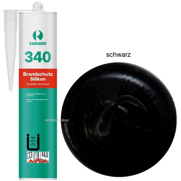 Ramsauer 340 Brandschutz schwarz B1 1K Silikon Dichtstoff 310ml Kartusche