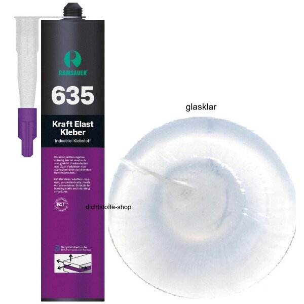 Ramsauer 635 Kraft Elast Kleber glasklar 1K Hybrid Kleber 300g/290ml Kartusche