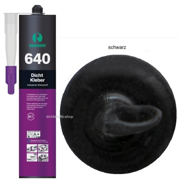 Ramsauer 640 Dicht Kleber schwarz 1K Hybrid Klebstoff 460g/310ml Kartusche