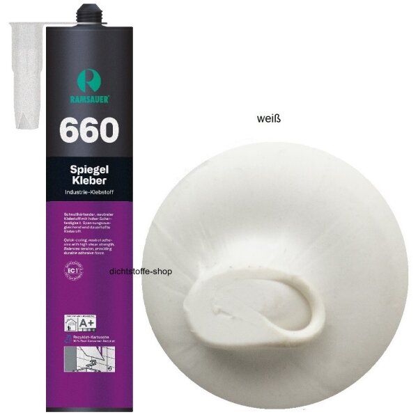 Ramsauer 660 Spiegel Kleber weiß 1K Hybrid Klebstoff 430g/290 ml Kartusche
