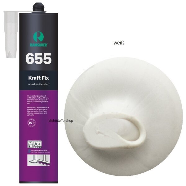Ramsauer 655 Kraft Fix weiß 1K Hybrid Klebstoff 450g/290ml Kartusche