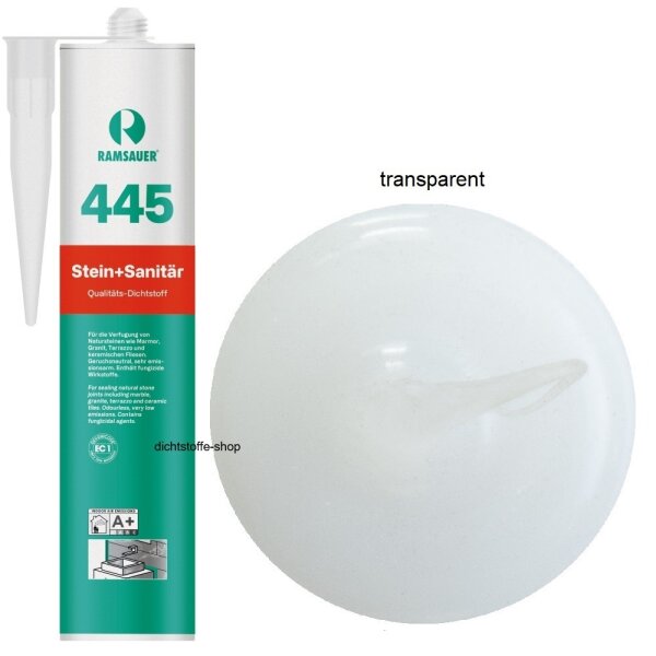 Ramsauer 445 Stein und Sanitär transparent 1K Silicon Dichtstoff 310ml Kartusche