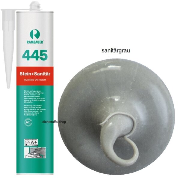 Ramsauer 445 Stein und Sanitär sanitärgrau 1K Silicon Dichtstoff 310ml Kartusche