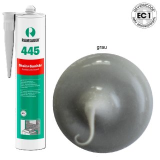 Ramsauer 445 Stein und Sanitär grau 1K Silicon Dichtstoff 310ml Kartusche