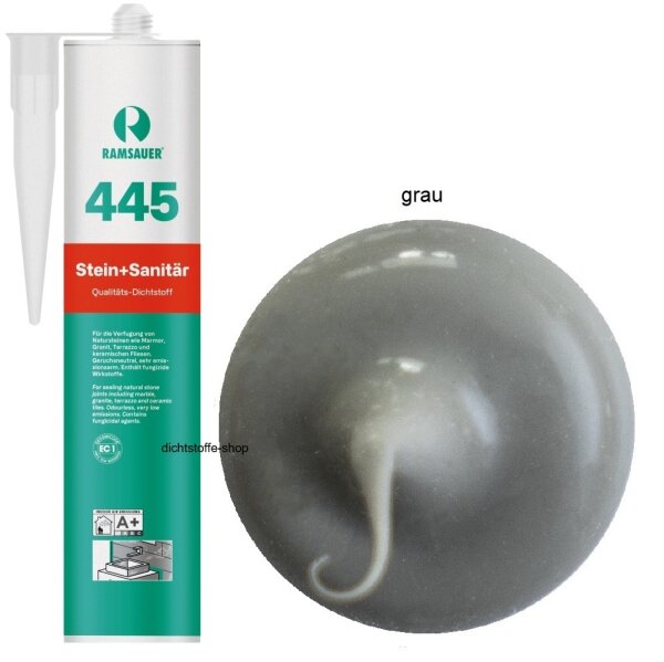 Ramsauer 445 Stein und Sanitär grau 1K Silicon Dichtstoff 310ml Kartusche
