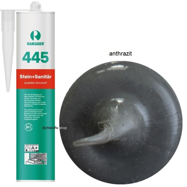 Ramsauer 445 Stein und Sanitär anthrazit 1K Silicon Dichtstoff 310ml Kartusche