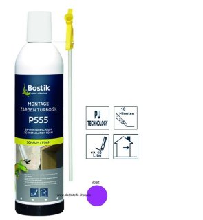 Bostik Montage Zargen Turbo 2K P555 2K PU-Polyurethan Schaum 245ml Dose violett