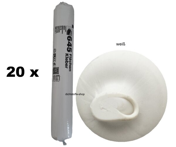 20 x Ramsauer 645 Flächen Kleber weiß 1K Hybrid Klebstoff 975g/600ml Beutel
