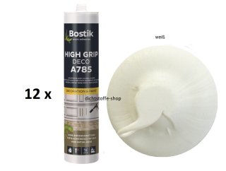 12 x Bostik A785 High Grip Deco1K Dispersionsklebstoff 390g Kartusche weiß