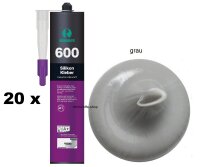 20 x Ramsauer 600 1K Silikon Klebstoff 395g Kartusche grau