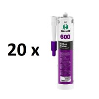 20 x Ramsauer 600 Silikon Kleber grau 1K Silikon Klebstoff 415g/310ml Kartusche