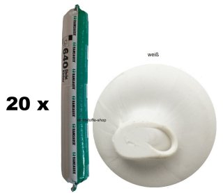 20 x Ramsauer 640 Dicht Kleber weiß 1K Hybrid Klebstoff 888g/600ml Beutel