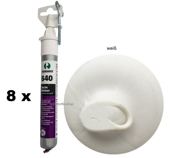 8 x Ramsauer 640 Dicht Kleber weiß 1K Hybrid Klebstoff 118g/80ml Folientube