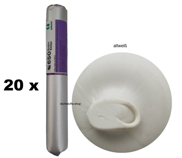 20 x Ramsauer 650 Boden Kleber altweiß 1K Hybrid Klebstoff 975g/600ml Beutel