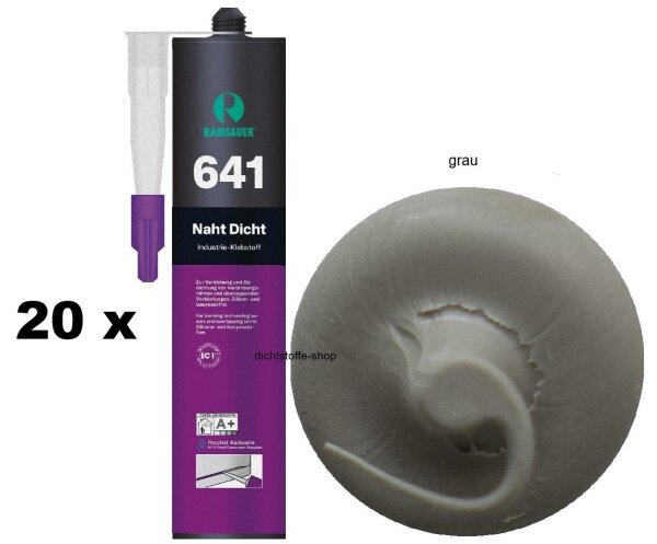 20 x Ramsauer 641 Naht Dicht grau 1K Hybrid Klebstoff 474g/310ml Kartusche