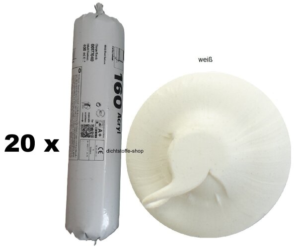 20 x Ramsauer 160 Acryl weiß 1K Acryl Dichtstoff 400ml Folienbeutel