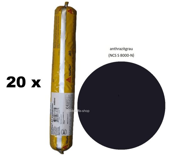 20 x Sikaflex AT Connection anthrazitgrau 1K Hybrid Dichtstoff 600ml Beutel