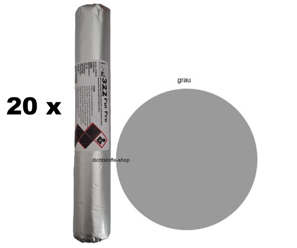 20 x Ramsauer 322 Pur Pro grau 1K Polyurethan-Dichtstoff 600ml Beutel