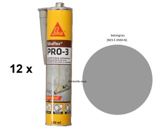 12 x Sikaflex Pro 3 betongrau 300ml Kartusche 1K Polyurethan Dichtstoff