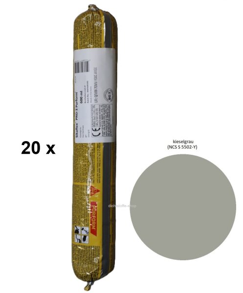 20 x Sikaflex Pro 3 kieselgrau 600ml Beutel 1K Polyurethan Dichtstoff