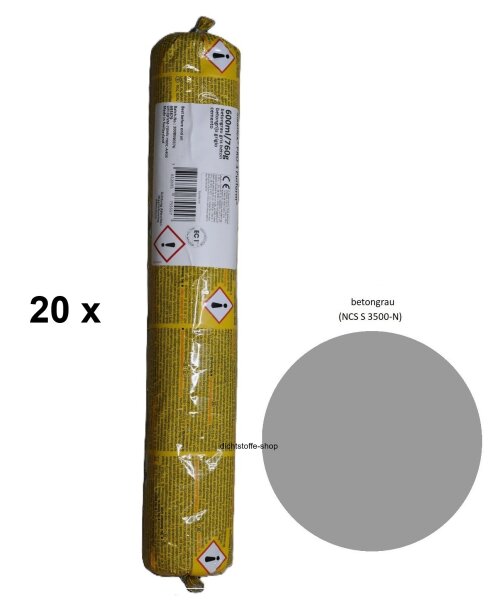 20 x Sikaflex Pro 3 betongrau 600ml Beutel 1K Polyurethan Dichtstoff