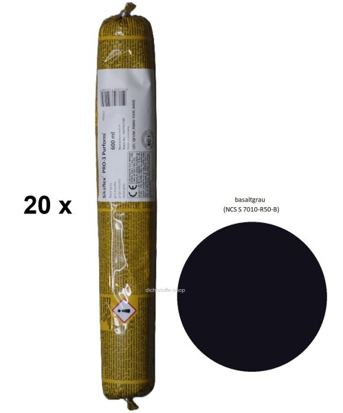 20 x Sikaflex Pro 3 basaltgrau 600ml Beutel 1K Polyurethan Dichtstoff