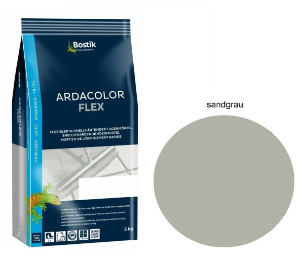 Bostik Ardacolor Flex Fuge Fliesen Fugenmörtel 5Kg sandgrau