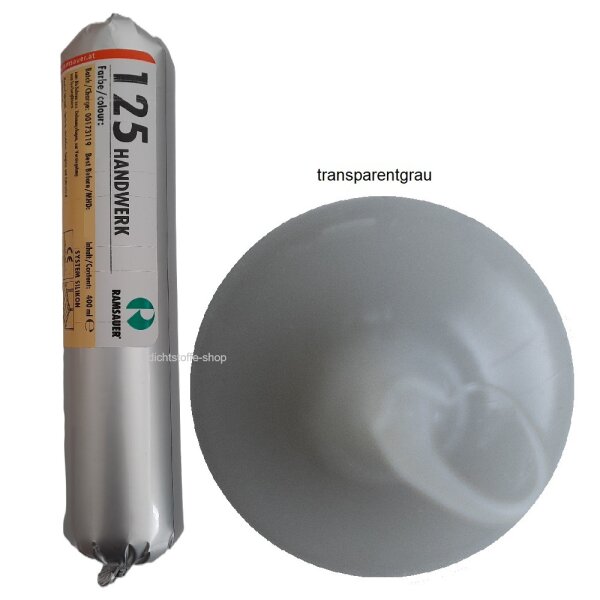 Ramsauer 125 Handwerk transparentgrau 1K Silikon Dichtstoff 400ml Folienbeutel