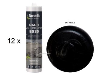 12 x Bostik B535 Dach Dicht Bitumen Universaldichtstoff 300ml Kartusche schwarz