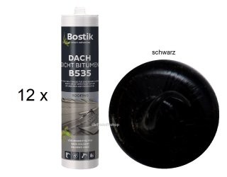 12  x Bostik B535 Dach Dicht Bitumen Universaldichtstoff 300ml Kartusche schwarz