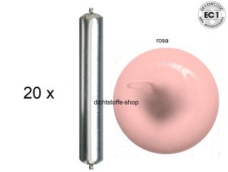 20 x Ramsauer 490 Glasleistenfüller rosa 1K Silikon Dichtstoff 400ml Beutel