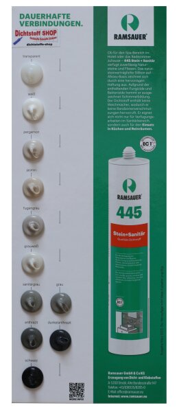 Ramsauer 445 Stein und Sanitär Silikon Dichtstoff Farbkarte-Tupfenkarte