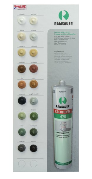 Ramsauer 420 Kachelofen Acryl Dichtstoff Dichtstoff Farbkarte-Tupfenkarte