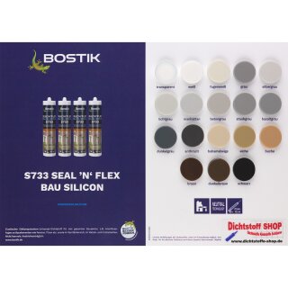 Bostik S733 Seal N Flex Bau Silicon Silikon Dichtstoff Farbkarte-Tupfenkarte