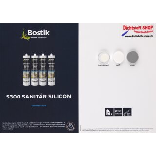 Bostik S300 Sanitärsilicon Silikon Dichtstoff Farbkarte-Tupfenkarte