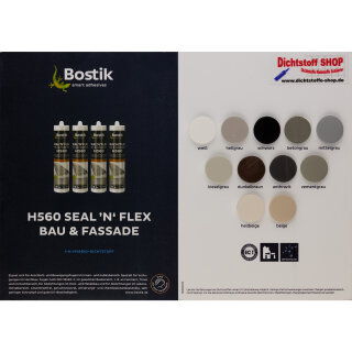Bostik H560 Seal N Flex Bau & Fassade 1K Hybrid Dichtstoff Farbkarte-Tupfenkarte
