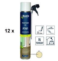 12 x Bostik Montage B2 P741 1K PU-Polyurethan Schaum 750ml Dose gelb