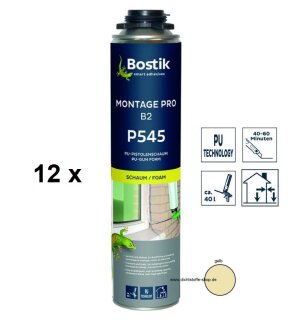 12 x Bostik Montage Pro B2 P545 1K PU-Polyurethan Schaum 750ml NBS Dose gelb